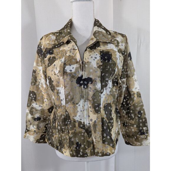 NWOT! RUBY RD. FAVORITES! FALL LEAVES ABSTRACT W/ SHEER "DROPS" JACKET! SZ 10 - Picture 2 of 10